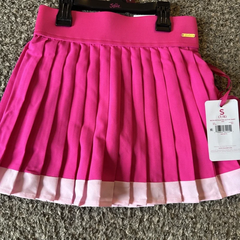 Justice Skort Skirt Girls Small 7/8 Pleated Built In Shorts Tech Pocket Athletic